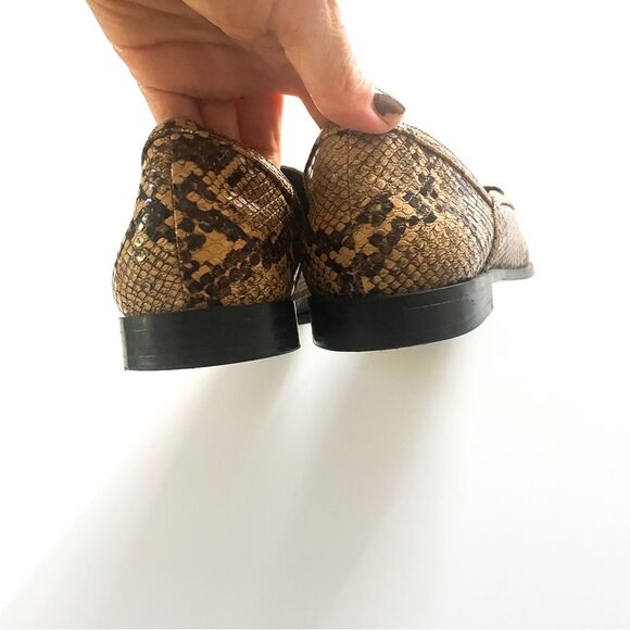 Zara Croco Printed Brown Flat Loafers Size 38 | 7.5 Women’s - Picture 5 of 10
